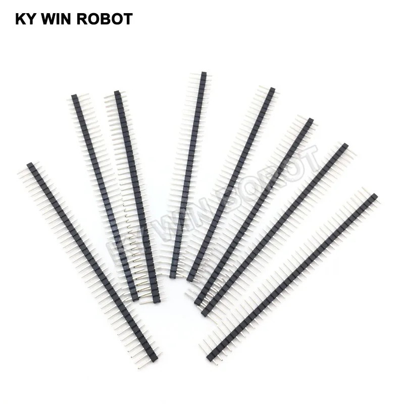 10 Uds 40 pines 1x40 fila única macho 2,54 tira de conector de pines rompibles para Arduino negro - imagen 2