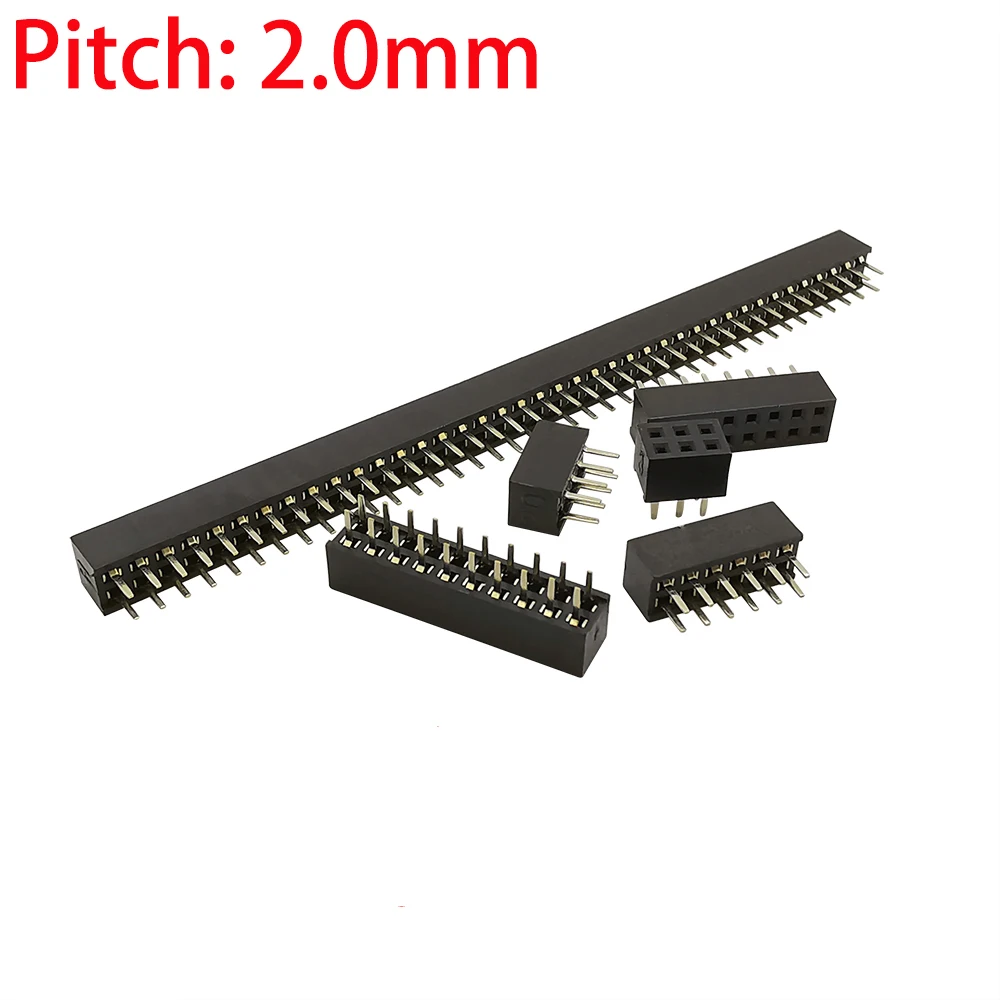 Tira de placa PCB, conector hembra de doble fila de 2,0mm, 2x2 a 40 Pines, 10 unidades