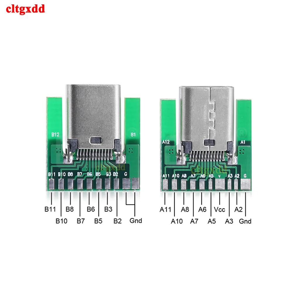 Cltgxdd 1 pieza USB 3,1 tipo C, enchufe macho hembra, Conector de 24 pines con placa PCB, módulo de prueba tipo SMT - imagen 3