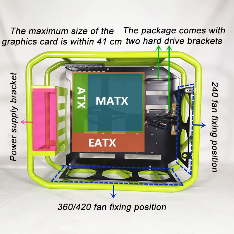 ATX EATX PC caja de escritorio refrigeración por agua para ordenador Gamer caja Vertical CPU Drive Bay placa base transparente - imagen 5
