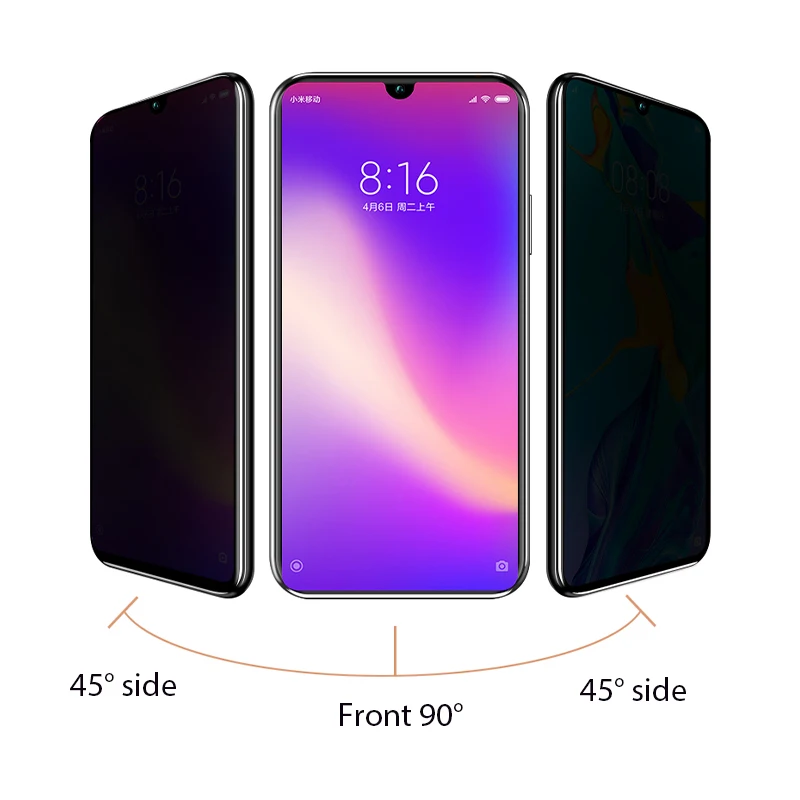 Protector de pantalla antiespía de cristal frontal para Xiaomi Redmi 8 8A 7 7A K20 K30 vidrio Protector seguro de privacidad para Redmi 9 9A 9C 10X Pro - imagen 3