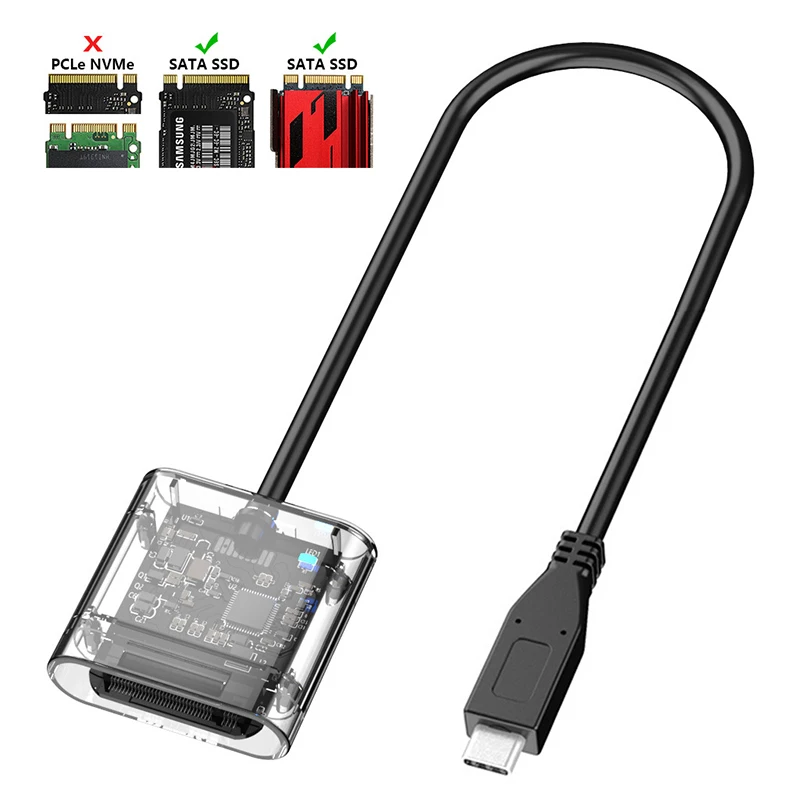 UTHAI-caja de disco duro transparente M.2 a tipo C, adaptador SSD para PCIE, NGFF, SATA, clave M/B - imagen 4