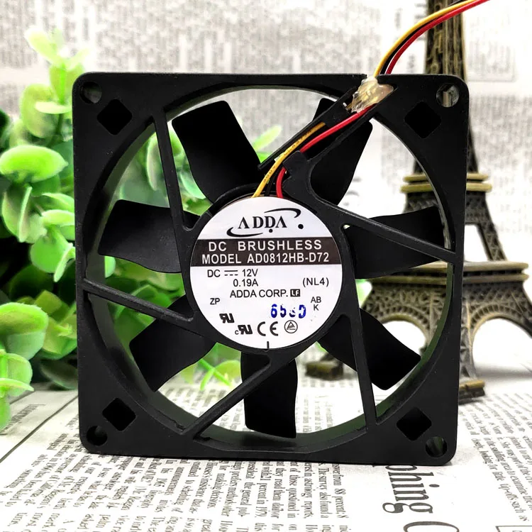 Adda-ventilador de refrigeración silencioso, AD0812HB-D72 8015, 12V, 0.19A, chasis de ordenador, 8cm Mm - imagen 2
