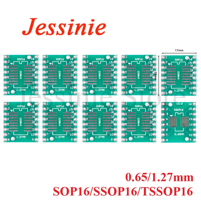 10 Uds SOP16 SSOP16 TSSOP16 amplia Placa de Adaptador convertidor de parche de matrícula a DIP16 DIP Pin 0,65mm, paso de 1,27mm de prueba de transferencia de