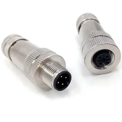 Conector M12 Impermeable Roscado Macho-Hembra Blindaje Metálico