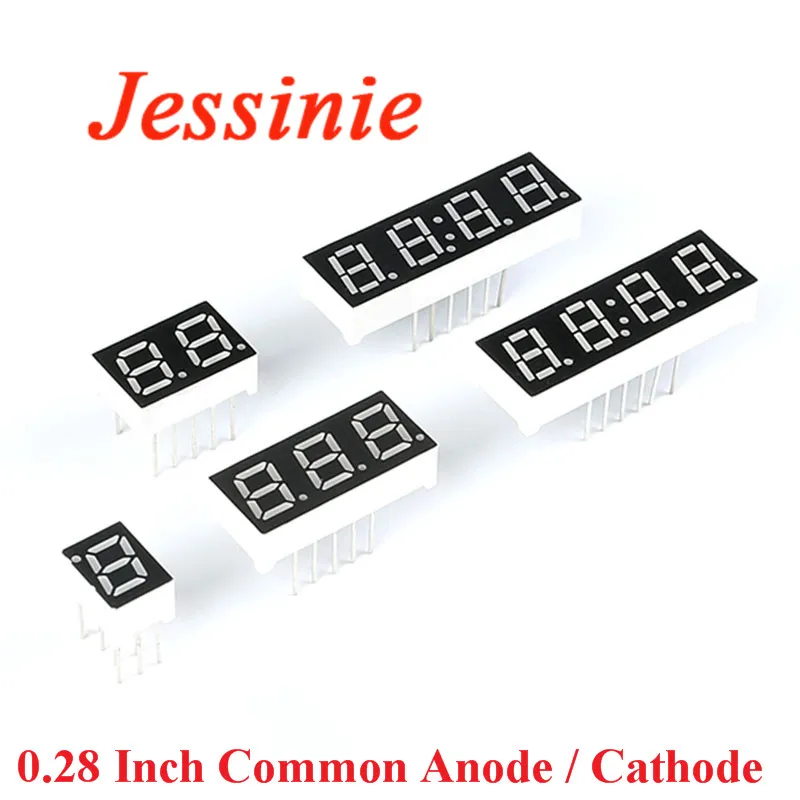 20 piezas/1 unidad, pantalla LED de tubo Digital de 0,28 pulgadas, 1Bit, 2Bit, 3Bit, 4Bit, reloj, cátodo de ánodo común, 0,28 ", 7 segmentos, tablero rojo Led DIY