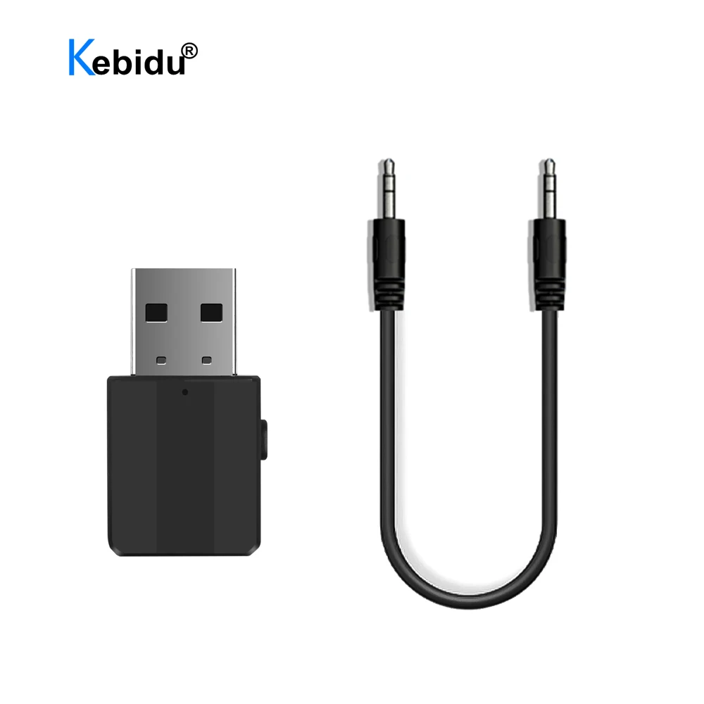 Kebidu-Adaptador de Audio inalámbrico para TV, PC, auriculares, Kit de coche, 3,5mm, AUX, Bluetooth, transmisor, estéreo, Jack 3,5