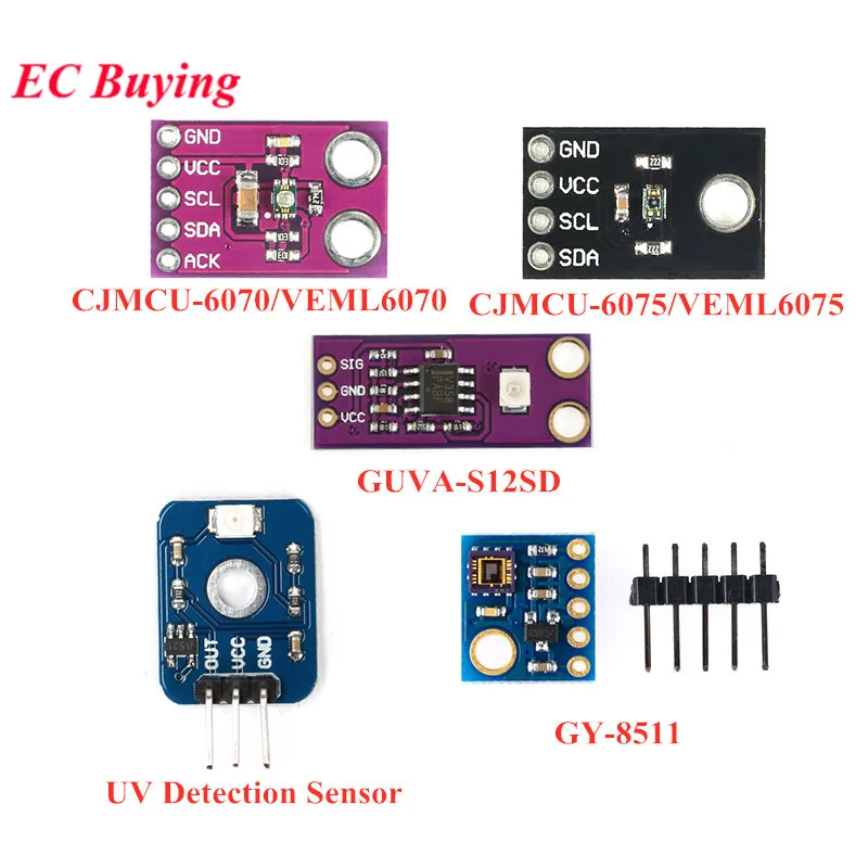 Módulo de Sensor de detección UV CJMCU-GUVA-S12SD VEML6075 VEML6070 UVA UVB S12SD ML8511, luz de rayos ultravioleta para Arduino, 10 Uds./1 ud.