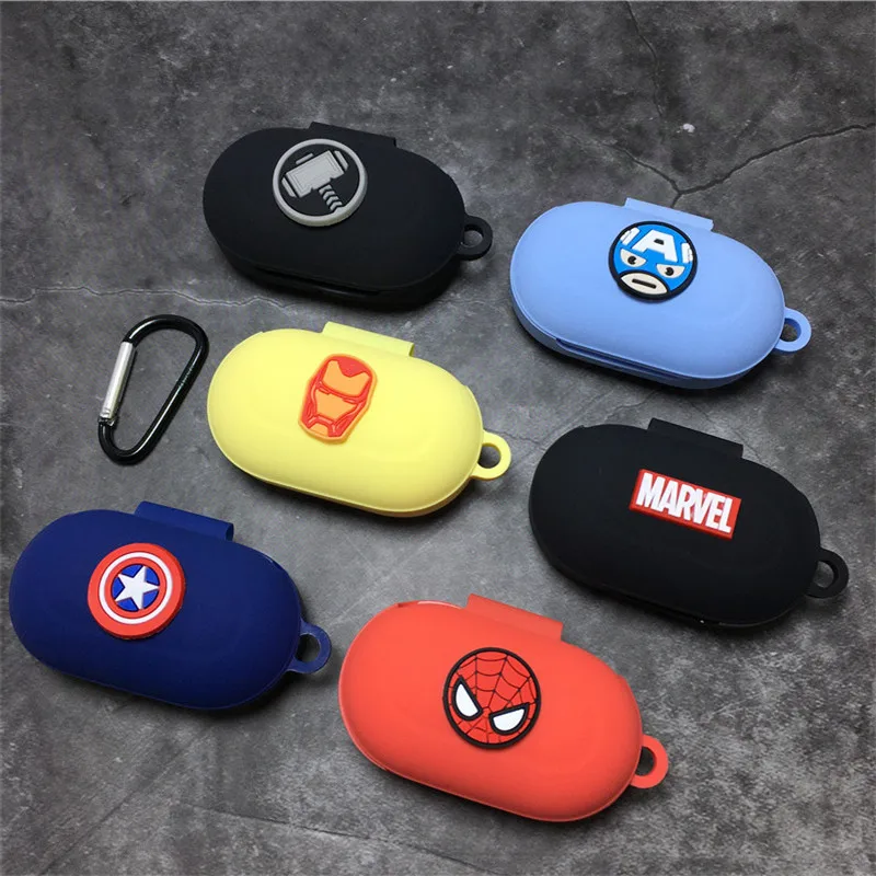 Funda para auriculares Marvel para Samsung Galaxy Buds/Buds + funda protectora de silicona para auriculares inalámbricos Bluetooth con gancho