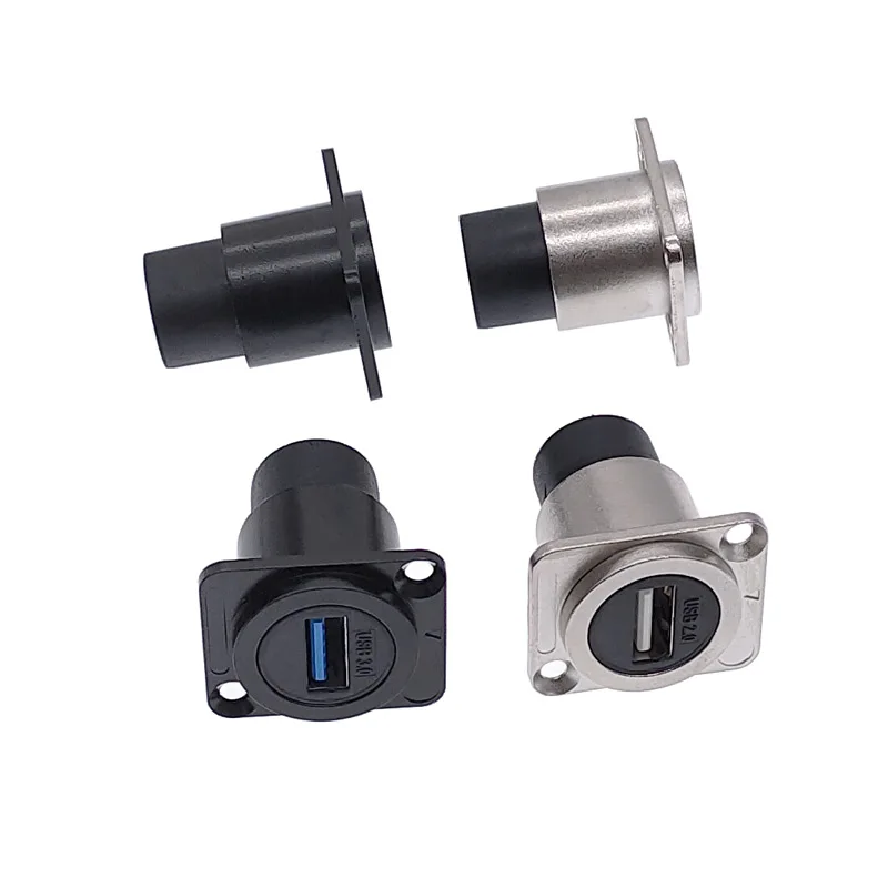 Conector USB 2.0 3.0 Metal Hembra Hembra Montaje Panel Toma USB Negro - imagen 2