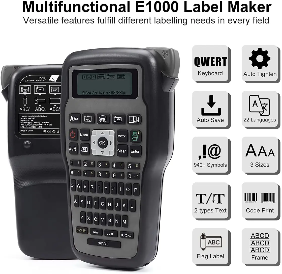 Impresora de etiquetas portátil E1000Pro, máquina de impresión inalámbrica, fabricante de etiquetas, transferencia térmica Industrial, etiquetadora, uso amplio - imagen 5
