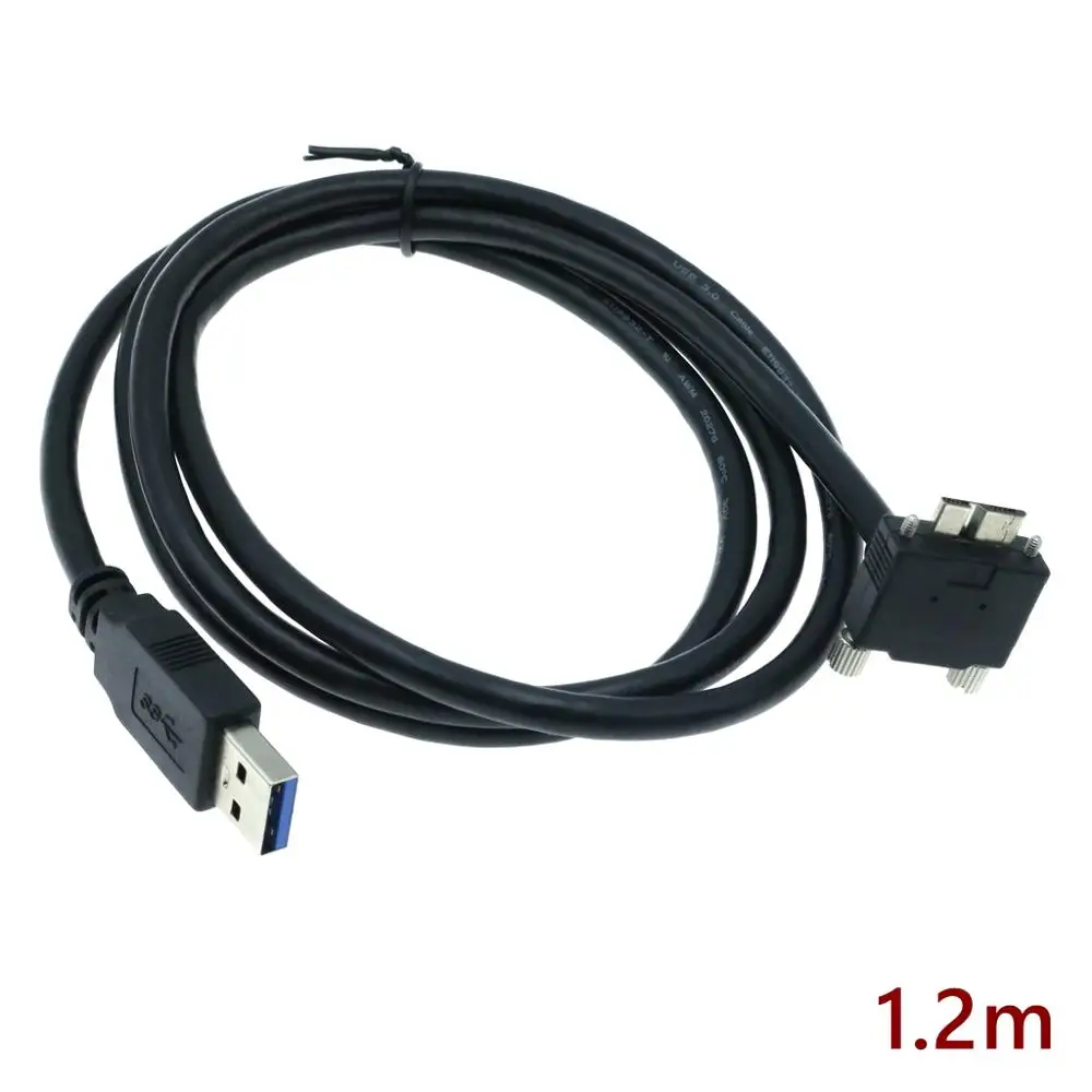 90 grados derecho, izquierdo, arriba y abajo en ángulo Micro B USB 3,0 bloqueo tornillo montaje a USB 3,0 USB3.0 tipo A cable de datos macho 1,2 m 3m 5m - imagen 3