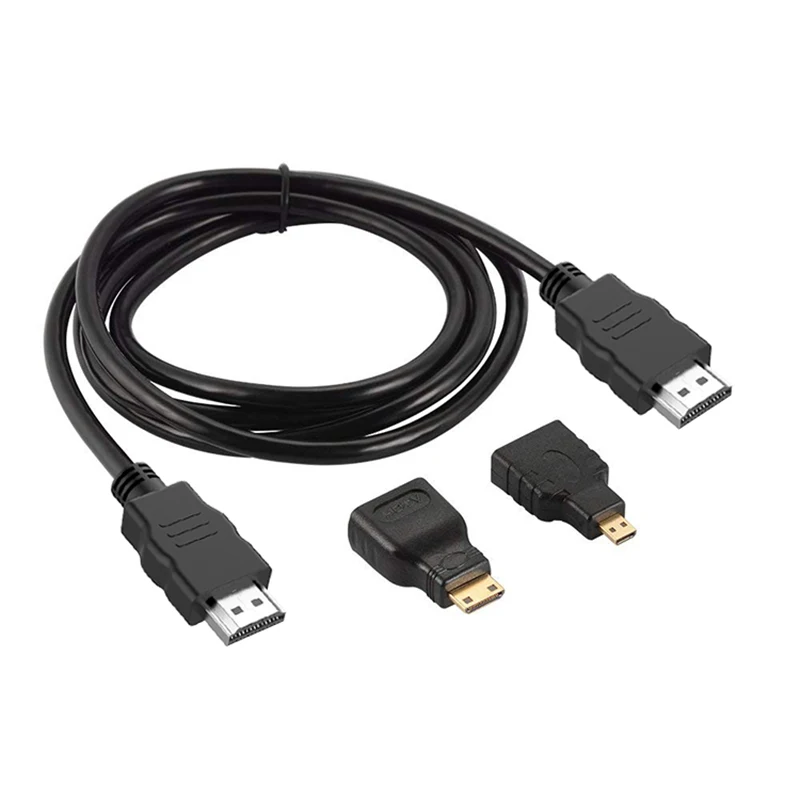 Conector adaptador Mini compatible con HDMI, cable 4K HD de 1,5 metros, adecuado para HDTV, DVD, PC, proyecto, portátil