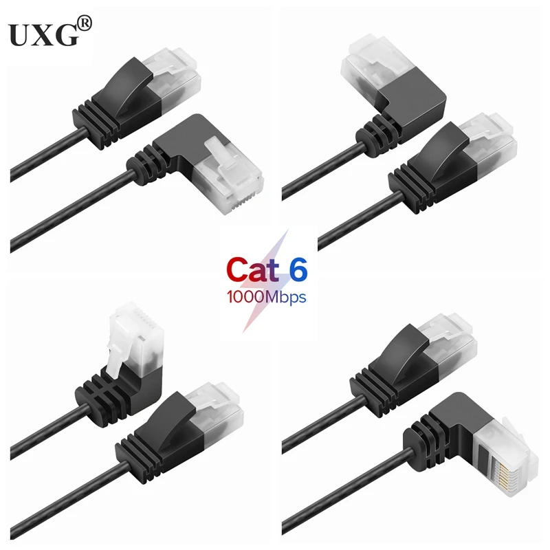 Cable Ethernet Cat6 RJ45 Cable de red UTP de ángulo recto Cable de conexión Cable Lan Cat6a de 90 grados para PC portátil enrutador TV BOX RJ45 - imagen 4
