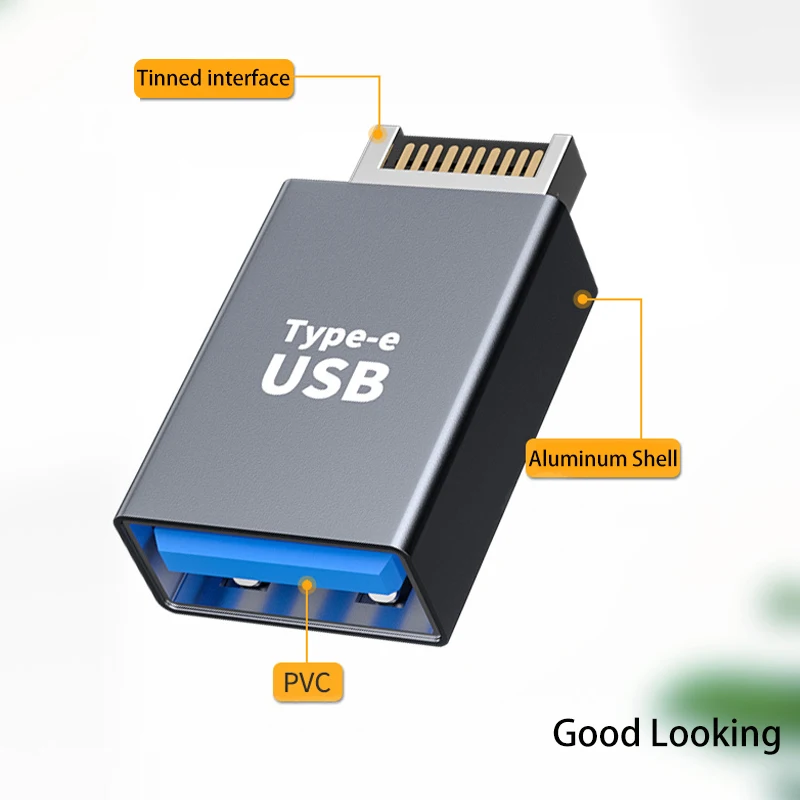 Conector adaptador de Cable de expansión USB 3,1, cabezal de Panel frontal tipo E a USB C tipo C para enchufe de placa base de ordenador de escritorio - imagen 5
