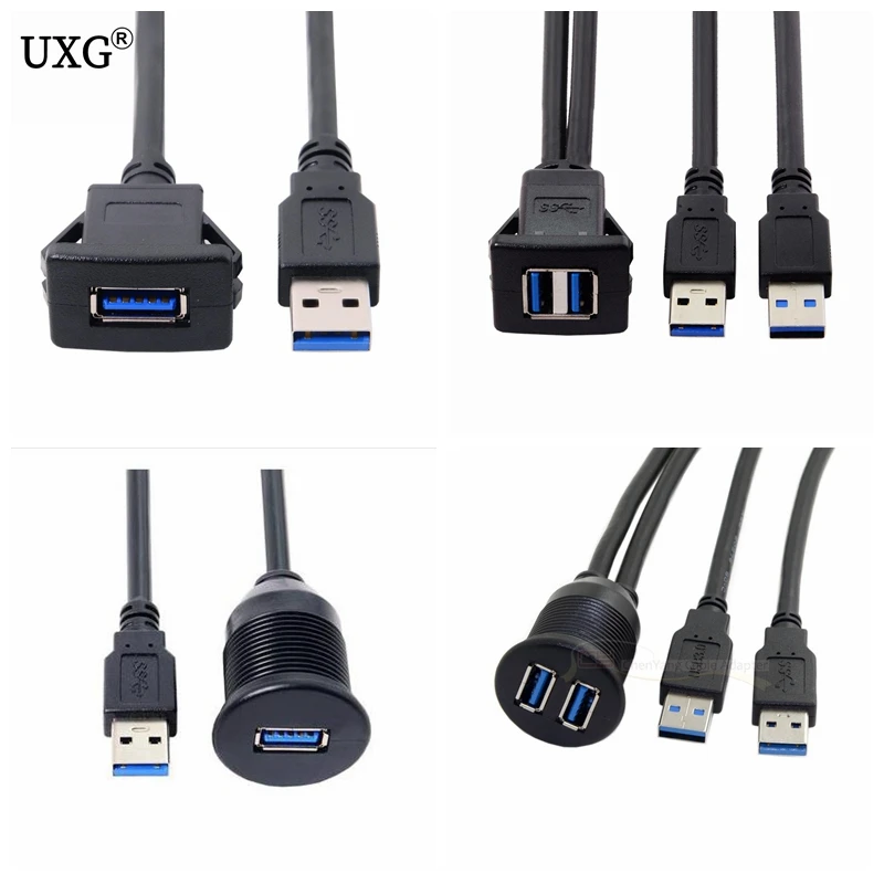 Adaptador Base USB 3.0 Montaje Empotrado Resistente Agua Puerto Panel Cable Extensión Macho Hembra Coche Motocicleta Envío Directo - Vista principal del producto