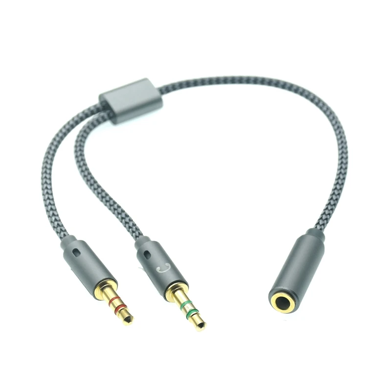 Auriculares para ordenador portátil 3,5 mm 2 a 1 cable de conversión teléfono móvil micrófono audio 3,5 mm 1 a 2 adaptador de extensión cable convertidor de PC 25 cm - imagen 5