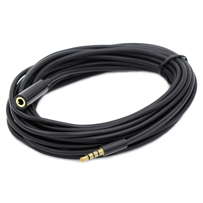 Cable de extensión de Audio de 4 polos, Conector de 5m, 16 pies, 3,5mm, macho a hembra, AUX, extensor de Audio para auriculares, teléfono móvil