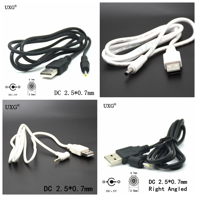 Enchufe de alimentación de CC de 90 grados, convertidor USB a 2,5*0,7 mmmm/DC 2,5x0,7mm, Conector de ángulo recto en forma de L con Cable conector - imagen 5