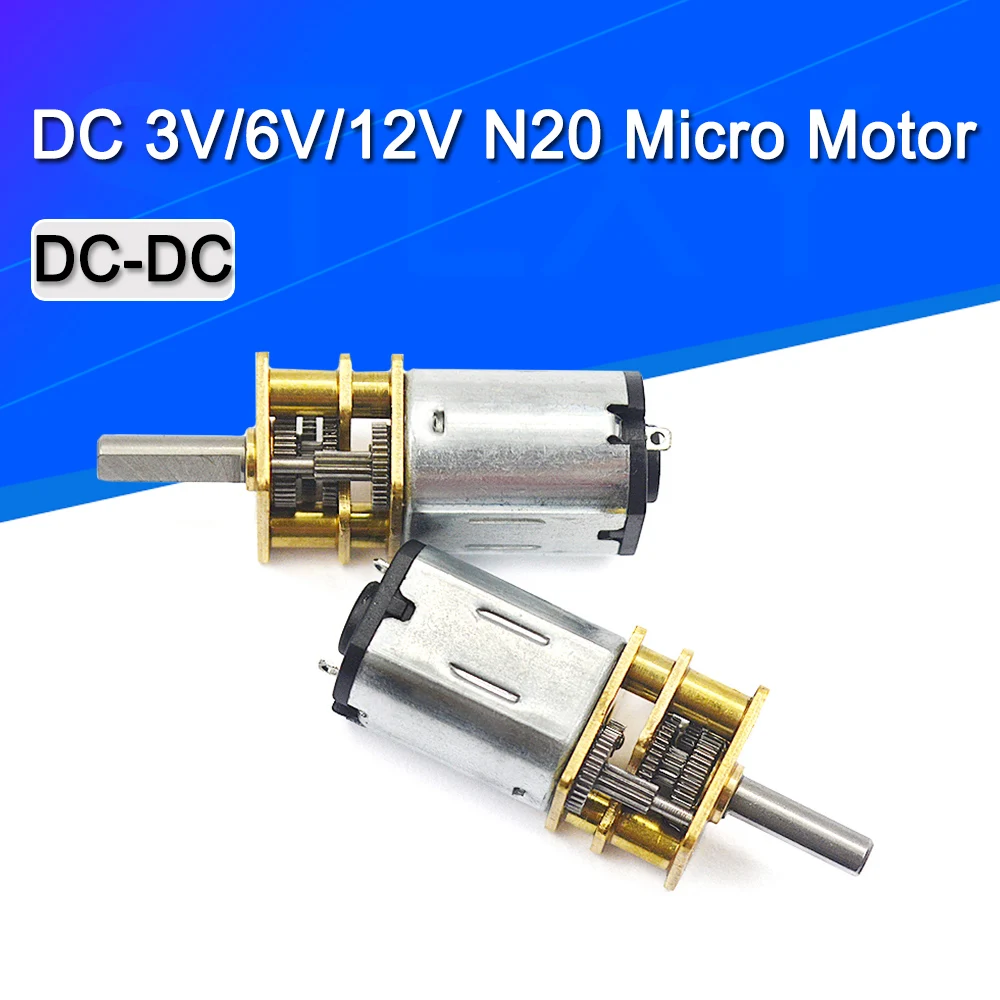 DC MOTORS-Motorreductor de metal con ruedas dentadas, mini micro motor con engranajes dc, 3V/ 6V/ 12V/, N20, velocidad 15/30/50/60/100/200/300/500/1000RPM