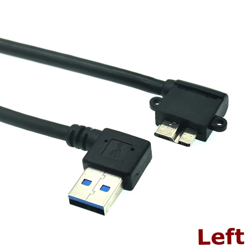 0 ° Cable Micro B de codo derecho de ángulo USB3.0 a Mi-cro B Adaptador de disco duro macho a macho USB 3,0 A macho a Micro 3,0 B macho - imagen 5