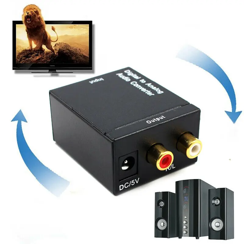 Convertidor de Audio analógico Digital a fibra óptica, señal Coaxial Toslink a RCA R/L, decodificador de Audio SPDIF ATV DAC amplificador