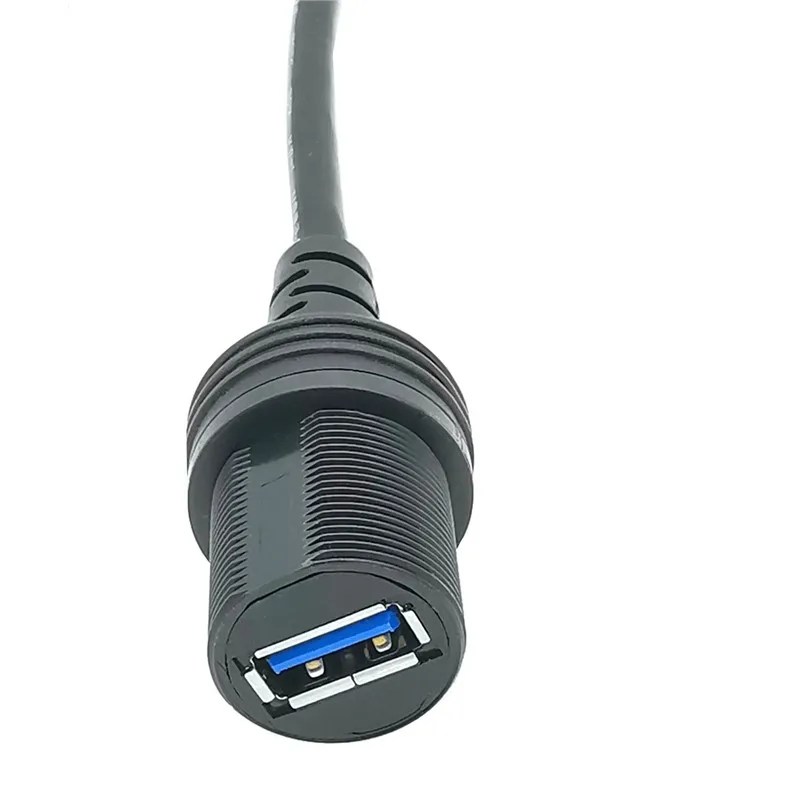 Panel de tablero de extensión auxiliar USB 3,0, Cable de montaje empotrado impermeable para coche, barco y motocicleta, 30cm - imagen 5