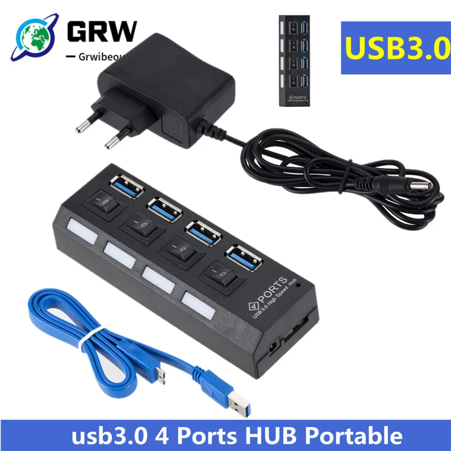 Hub USB 3.0 4 puertos – Alta velocidad 5Gbps alimentado