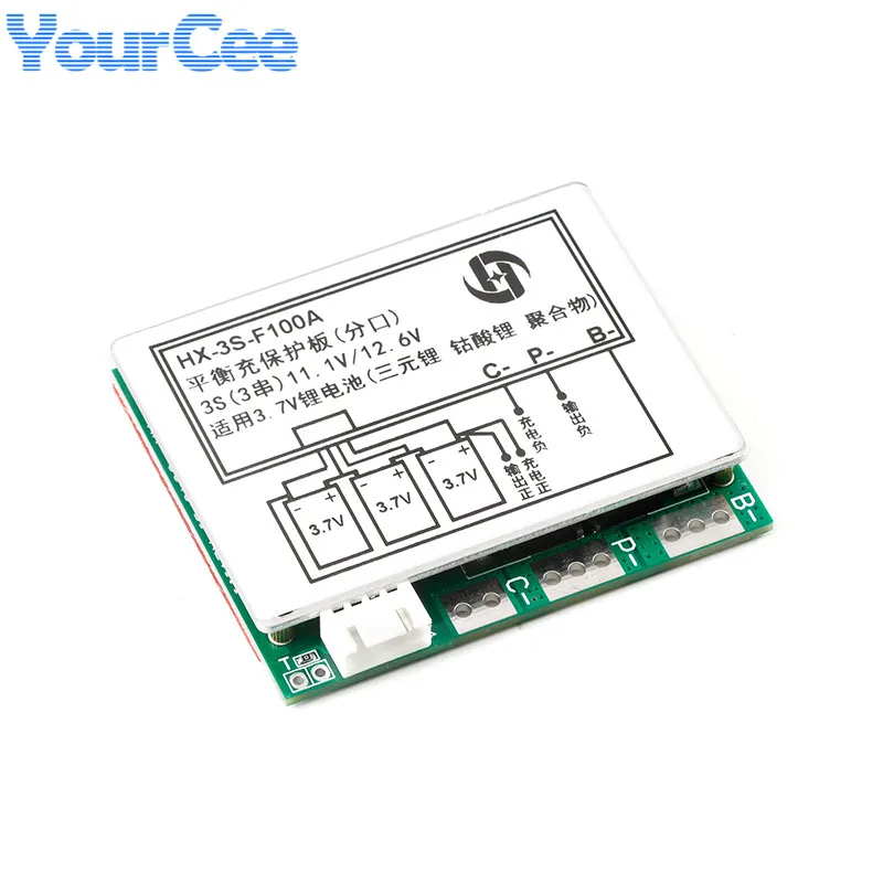 Módulo de placa de protección de batería de litio 3S 12,6 V 100A 3 celdas 11,1 V función de equilibrio de polímero módulo de carga PCB BMS - imagen 3
