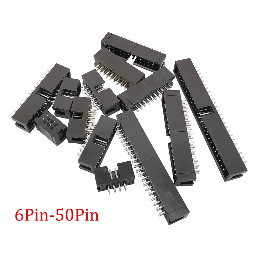 10 Uds DC3 2,54mm paso 6/8/10/14/16/20/26/30/34/40/50Pin enchufe macho recto IDC encabezados de caja conector PCB doble fila Pinheader - imagen 2