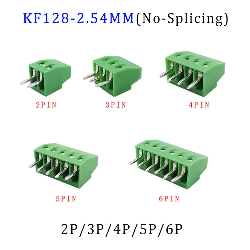 10 Uds KF128 2 pines 3 pines tipo tornillo PCB bloque de terminales conector de cable 2,54mm/3,5/3,96/5,0/5,08/7,5mm terminales de empalme de Pin recto - imagen 4