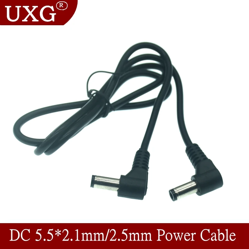 5 uds enchufe de alimentación CC en forma de L 5,5X2,5mm/5,5*2,5 macho conector de ángulo de codo doble de 90 grados con Cable conector 50cm 1M 1,5 M