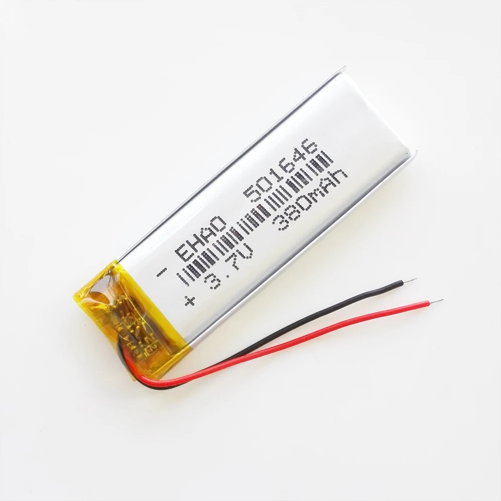 EHAO-batería recargable de polímero de litio LiPo, 501646, 3,7 V, 380mAh, células de energía para Mp3, DVD, cámara, GPS, Bluetooth, reloj inteligente - imagen 3