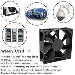 Ventilador DC 80mm 5500 RPM 12V/24V – Refrigeración PC