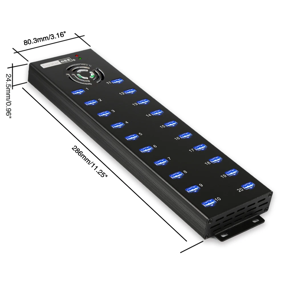 Sipolar-teléfono móvil Multi Universal con 20 puertos USB 2,0, Hub de carga y datos USB de grado Industrial, con fuente de alimentación de 12V 10A - imagen 2