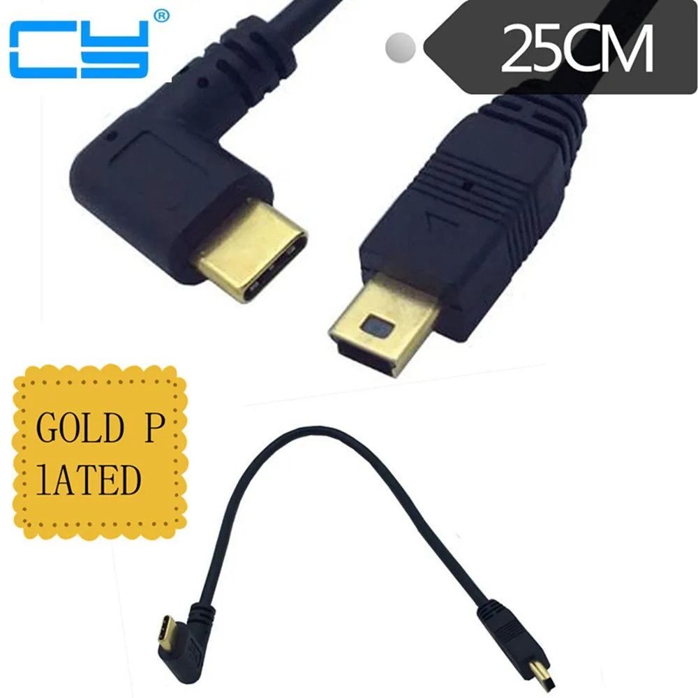 USB 3,1 90 grados Host OTG tipo C macho a Mini USB Cable adaptador macho para cámara móvil HUB duro para Macbook y Google Chromebook