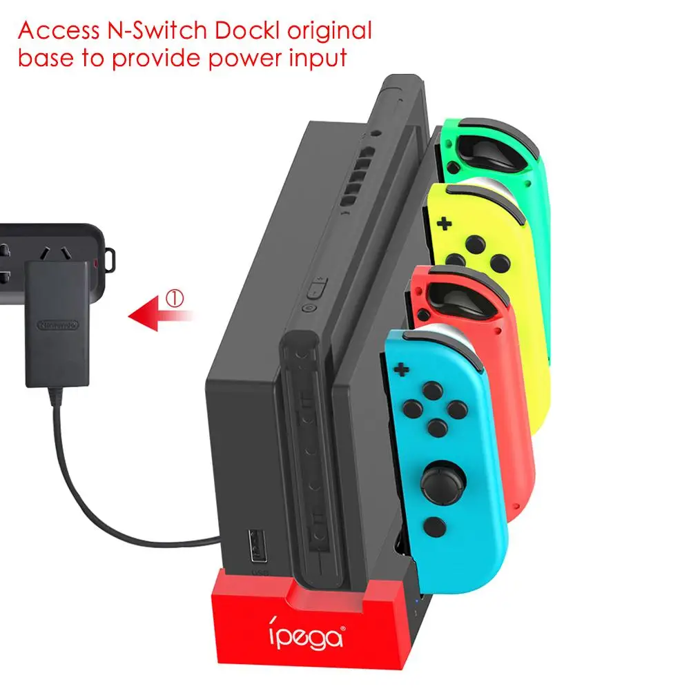 IPega-cargador PG9186 para Nintendo Switch, estación de carga vertical Compatible con 2 soportes de Color con indicador - imagen 2