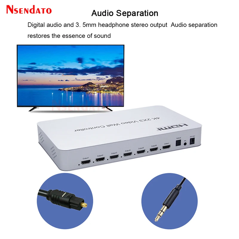 Controlador de pared de vídeo 4k 2x3 HDMI TV Video Wall 6 pantalla multi pantalla procesador de costura conmutador empalmador para PS2 TV ordenador - imagen 5