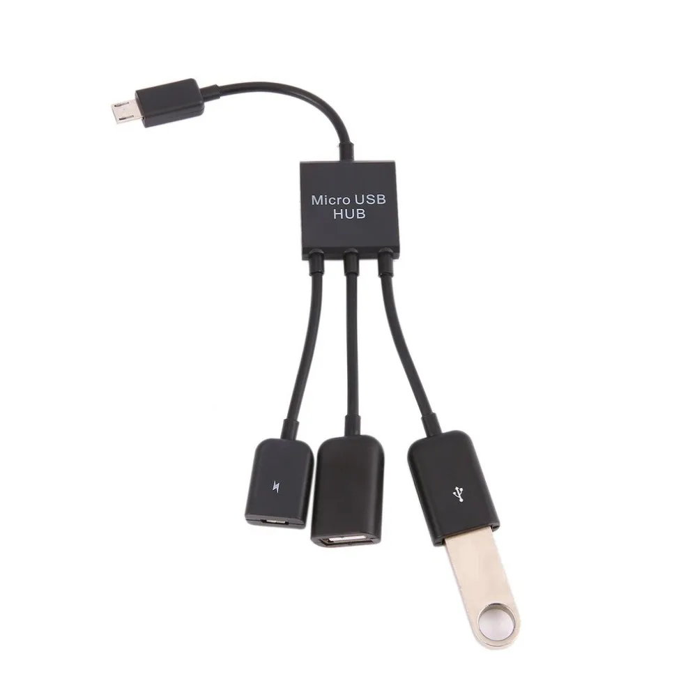 El más nuevo 3 en 1 Micro USB tipo C HUB macho a hembra doble USB 2,0 Cable adaptador OTG para teléfono inteligente ordenador tableta 3 puertos - imagen 3