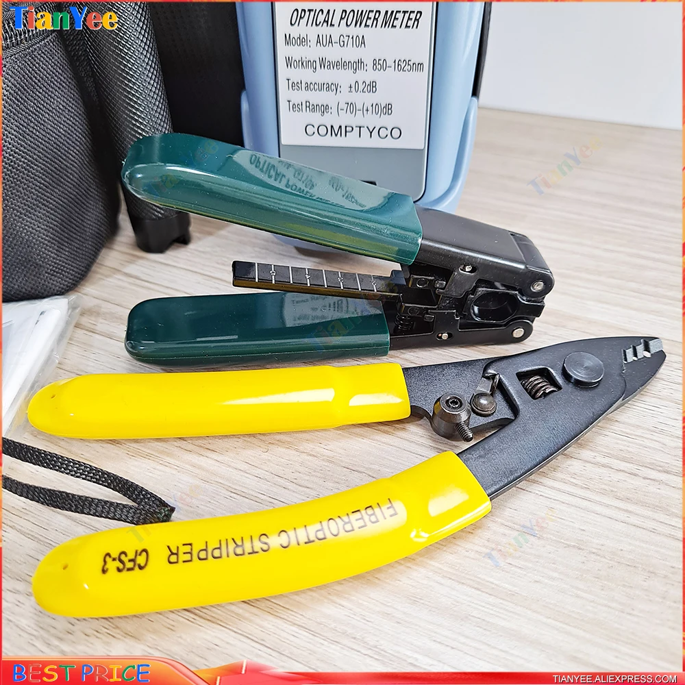 Kit de herramientas FTTH con OPM -70 ~ 10dBm, medidor de potencia óptica, cuchilla de AUA-6S, localizador Visual de fallos VFL de 10MW, CFS-3 y pelacables - imagen 5