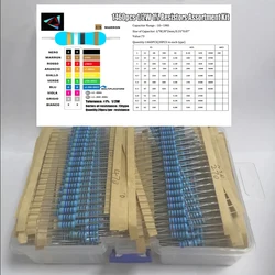 Juego de resistencias de película metálica, 1/2W, 1% 73valuesX20pcs = 1460pcs, 1R ~ 1M Ohm, paquete de 0,5 W