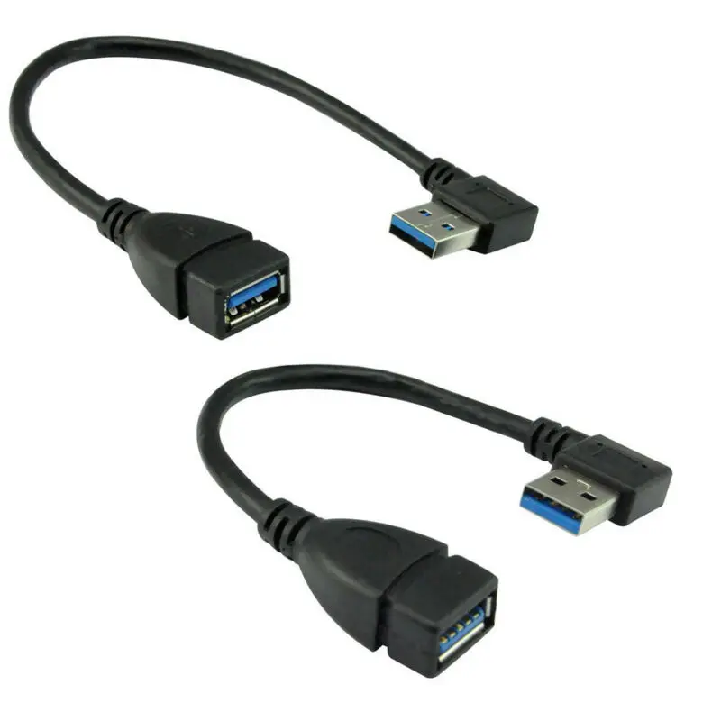 Cable adaptador USB 3,0 A macho a hembra de 90 grados, extensor de extensión de ángulo, transmisión rápida izquierda/derecha/arriba/abajo