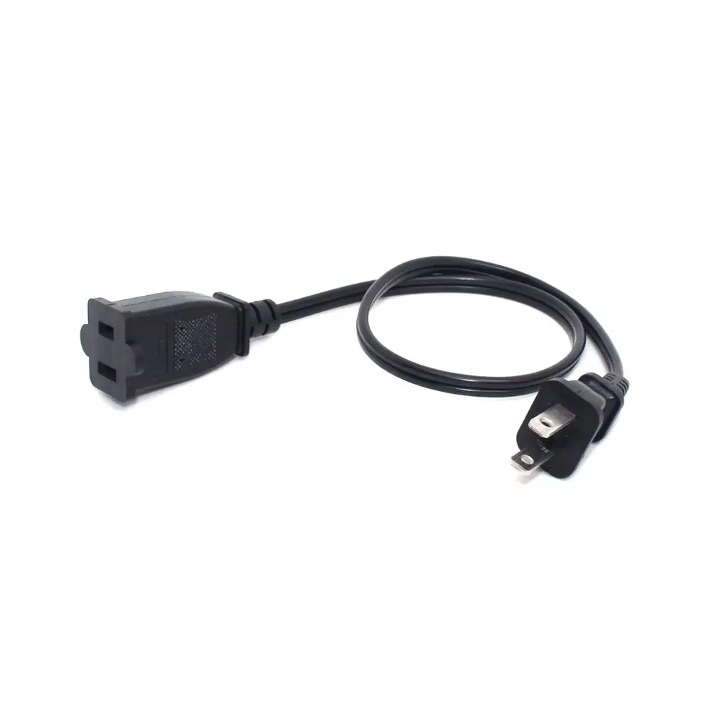 Cable de extensión de alimentación macho a hembra de 2 clavijas de EE. UU. Canadá, cable de alimentación de CA NEMA 1-15P a 1-15R 10A 0,3 m/0,5 m - imagen 2