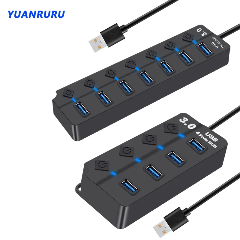 Hub USB 3.0 Múltiple con Interruptor – Adaptador PC