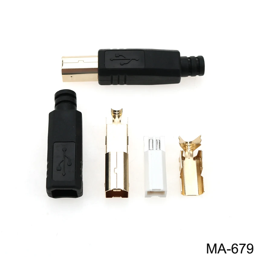 Conector USB 2,0 tipo B macho, conector USB de Cuatro piezas, bricolaje, impresora de soldadura, carga trasera, Conector de puerto USB - imagen 4