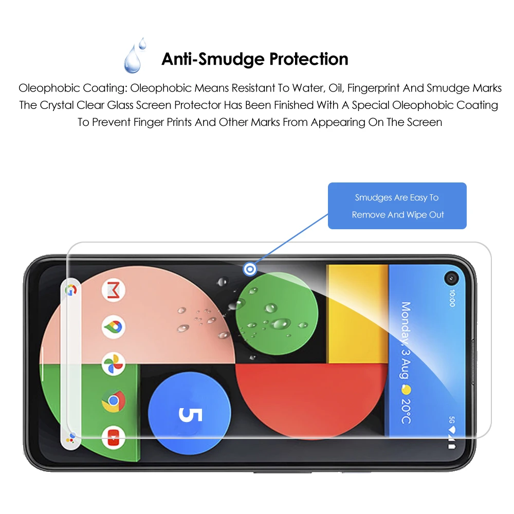 Vidrio templado de 3 piezas para Google Pixel 5 5A 5G Pixel5, Protector de pantalla, película protectora de teléfono, vidrio transparente 10H - imagen 4