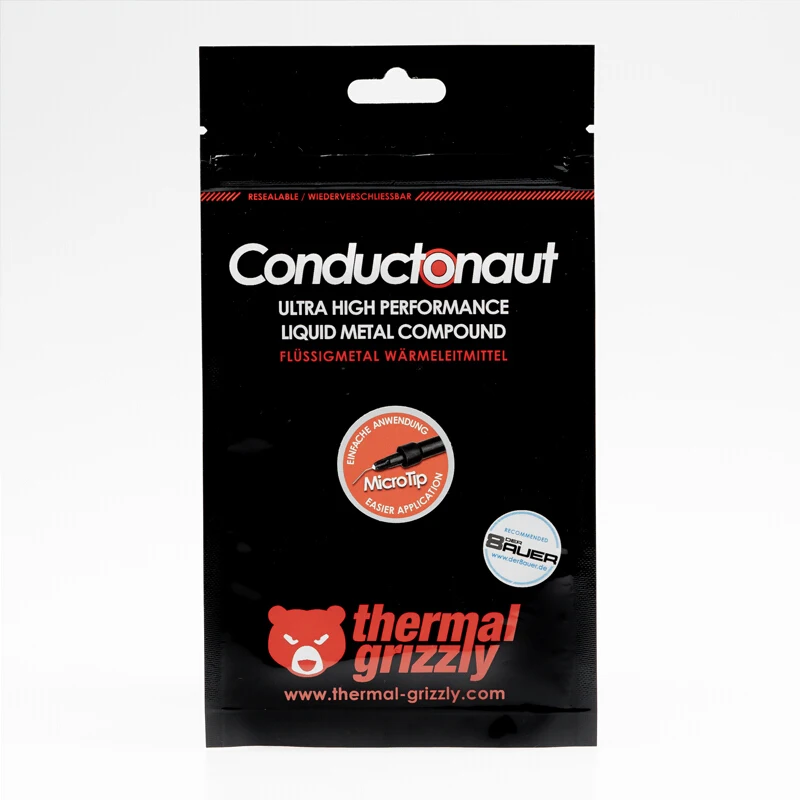 Grasa térmica térmica de Metal líquido Grizzly Conductonaut para CPU GPU tarjeta gráfica conductividad térmica 73 W/MK pasta térmica - imagen 4