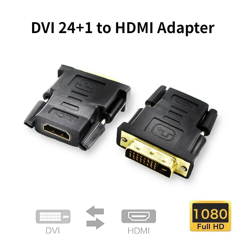 Conector adaptador DVI a HDMI bidireccional HDMI a DVI DVI D 24 + 1 macho a HDMI hembra 1080P convertidor de conector para proyector