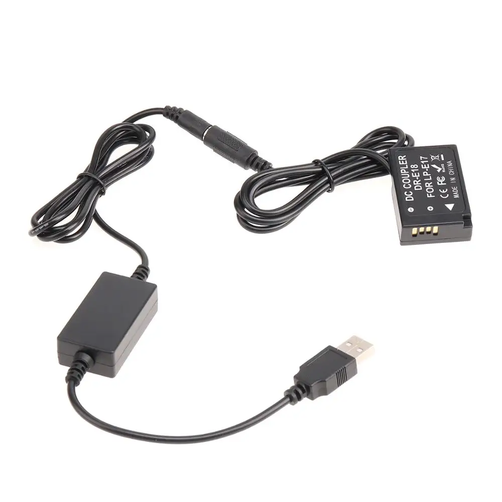 Placa de batería simulada LP-E17, acoplador de CC, Cable USB de 5V 2A para Canon RP 77D 200D 750D 760D 800D - imagen 5