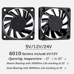 YOUNUON Ventilador 60x60x10mm Rodamiento Bolas PC CPU Refrigeración